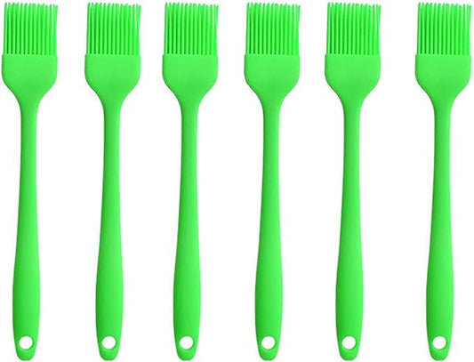 Silicone brush, Oil Brush for BBQ Kitchen Cooking Baking and Grilling (6 PCS,green)
