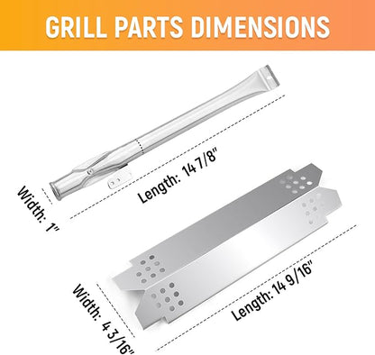 Grill Heat Plate Replacement Parts for Nexgrill 5 Burners 720-0888 720-0888N 720-0830H, 5 Pack Stainless Steel Burner Tubes & Grill Heat Tents & Ignitors, Gas Grill Repair Kit for Nexgrill