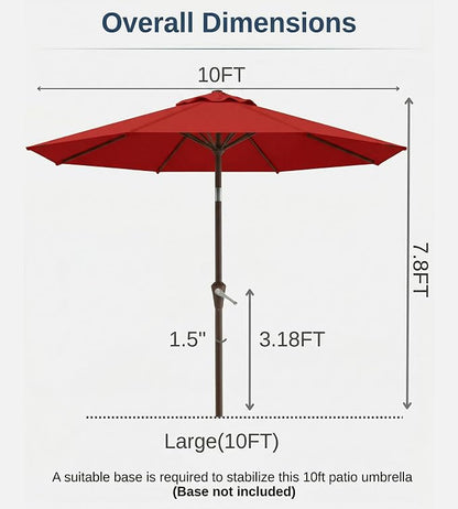 10FT Patio Umbrella, Outdoor Umbrella with Push Button Tilt and Crank, 8 Sturdy Ribs, UV Protection & Waterproof Market Umbrella for Pool, Backyard, Beach,Deck