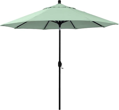 California Umbrella 12-Year-Non-Fading, 9Ft Premium Sunbrella Patio Umbrella, Hand-Crank, Button-Tilt, Black Frame, Spa Fabric