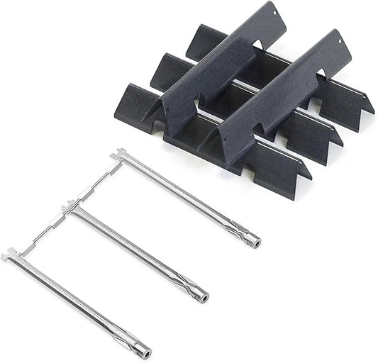 Spirit II E-310 Parts 7636 Flavorizer Bars & 69787 Burner Tubes for Weber Spirit & Spirit 2 GS4 300 Series E310 E320 E330 S310 S320 S330 with Front Control, 15.3" Heat Plates & 18" Grill Burners