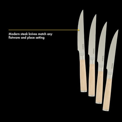 Babish 4-Piece 1.4116 German Stainless Steel Steak Knife Set with Light Pakka Wood Handles – Full-Tang Steak Knives for Dining, Entertaining & Everyday Table Use