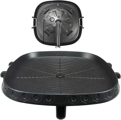 Korean Style Square Grill Pan with Maifan Coated Surface,Non-stick Smokeless Barbecue Stovetop Plate for Indoor Outdoor BBQ