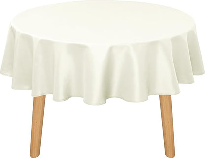 DWCN Round Tablecloth 70 Inch - Waterproof & Stain Resistant Spillproof Washable Polyester Fabric for Dining Room Kitchen, Dining, Party, Weddings and Restaurants, Ivory