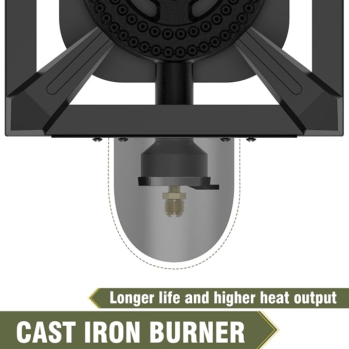 BESTFIRE Propane Burner, 100,000 BTUs High Pressure Single Propane Stove - Upgraded Heat Shield, 4.1ft Adjustable Hose with Regulator, Gas Stove for Outdoor Cooking, Turkey Fry, Seafood Boil