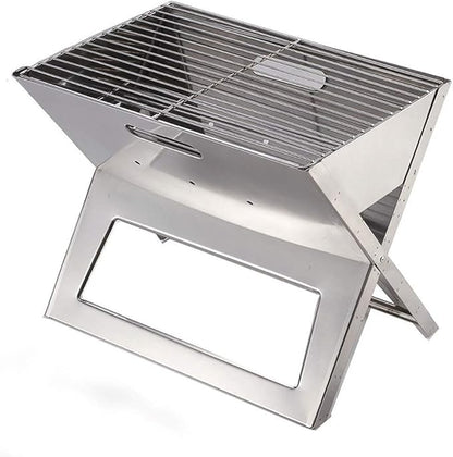 Christmas Party Charcoal Grill Outdoor X-Shaped Barbecue Grill is Convenient for Folding Barbecue BBQ Grill BBQ Stove Charcoal Grill BBQ Grill (Color : Stainless Steel Color)