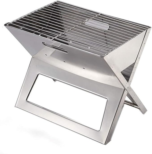 Christmas Party Charcoal Grill Outdoor X-Shaped Barbecue Grill is Convenient for Folding Barbecue BBQ Grill BBQ Stove Charcoal Grill BBQ Grill (Color : Stainless Steel Color)