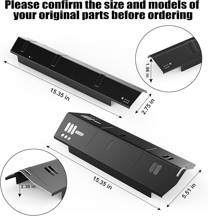 Heat Plates Grill Parts for Dyna Glo DGH450CRP, DGH450CRP-D, DGH450CRN, DGH450CRN-D, DGH451CRP, DGH451CRP-D Grill Models, Porcelain Steel Heat Plates Shield Tent for 4 Burner Grill, 4 Pack