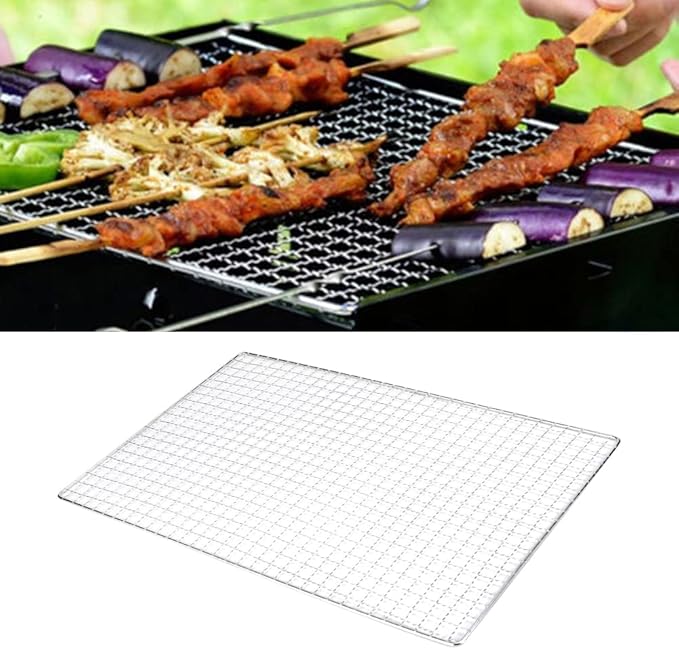 Stainless Steel Mesh BBQ Grill Grate Grid Wire Rack Cooking Replacement Net, Reusable Non-Stick BBQ Rack Cross Wire Grill Mat for Home Party Camping Barbecue Outdoor Picnic(Size:25x40cm)