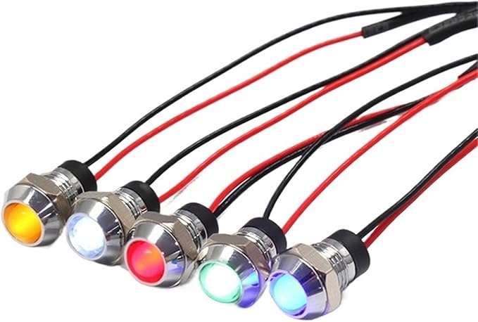 8mm Socket Head Waterproof 12v 24v 220v 110v Kitchen Equipment Pilot Lamp Led Indicator Light with Wire(Yellow 220V)