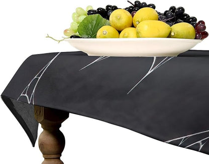 Spider Web Tablecloth, Scary Horror Spider Gothic Ghosts Black Water Resistant Wipeable Table Cover for Picnic Party Holiday Kitchen Dinner Table 60"x90"