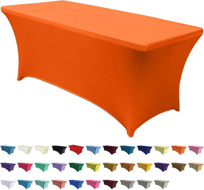 ABCCANOPY 6FT Spandex Table Cover, Stretch Fitted Tablecloth, Orange | Rectangular Tight, Fitted, Washable and Wrinkle Resistant Table Protector for Wedding, Banquet,Birthday, Party, Event