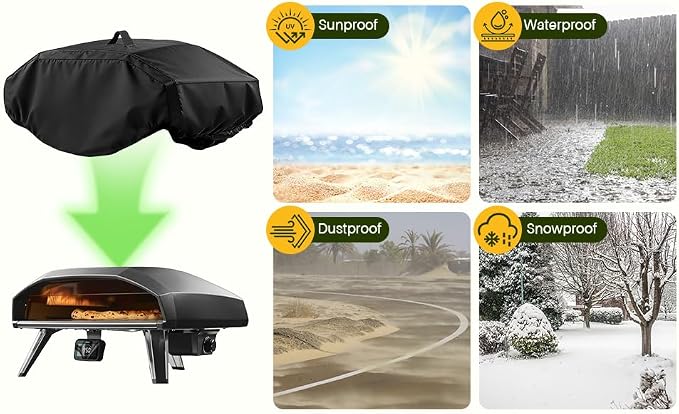 Pizza Oven Cover for Ooni 2 Pro 18" Gas Pizza Oven | Outdoor Accessory Fits 18" Gas Propane Powered Pizza Ovens, Weatherproof Waterproof 600D Heavy Duty Protective Cover