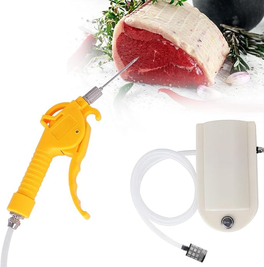 Electric Meat Injector Gun Pump with Hose, 50W Automatic Marinade Injector Syringe Kit for BBQ, Turkey Pork Beef, 10 Stainless Steel Needles for Home Kitchen & Outdoor Grilling