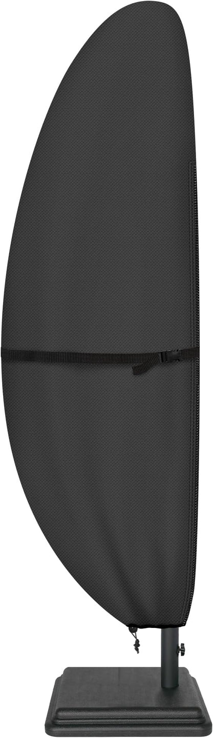 ULTCOVER Patio Parasol 600D Waterproof Outdoor Offset Banana Style Umbrella Cover - Fits Cantilever Offset Umbrella 12-14 Feet, Black