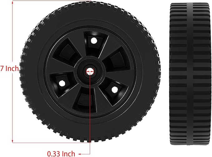 G437-0037-W1 Grill Wheels Replacement Parts for Charbroil Wheels Gas2coal 463344015 463436215 463347017 463343015 463376017 463432215 Kenmore 415.16123801 Plastic Black 7 Inch BBQ Wheel 2PCS