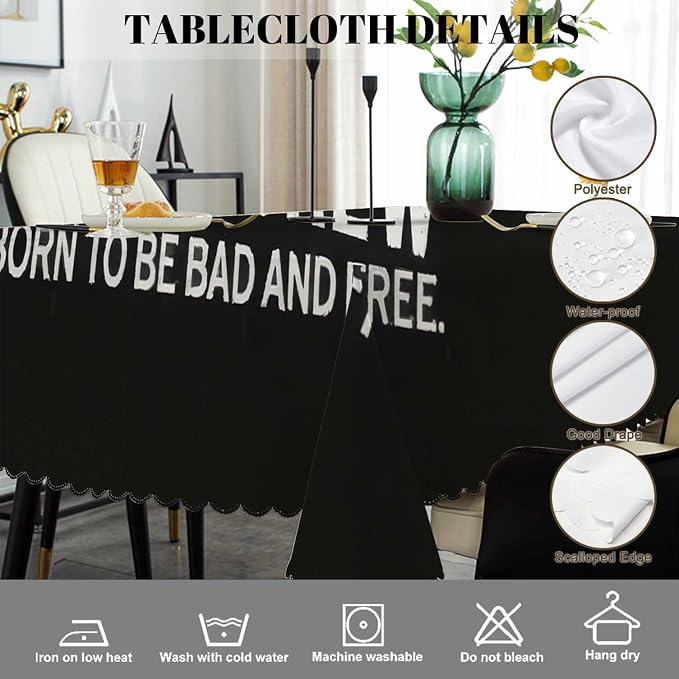 Swono Tablecloth 52"X70" Pirates Crew, Pirates Skull Crossed Sabers Black Rectangle Table Cover Anti-Oil Tablecloth for Dining Tables, Parties, Wedding and Banquet Decoration