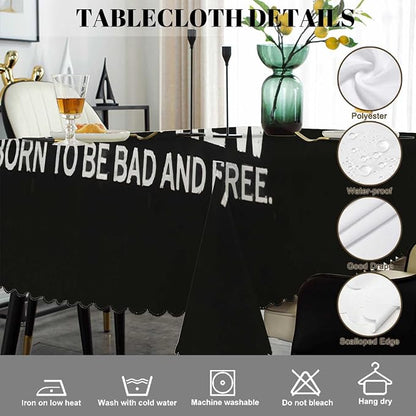 Swono Tablecloth 52"X70" Pirates Crew, Pirates Skull Crossed Sabers Black Rectangle Table Cover Anti-Oil Tablecloth for Dining Tables, Parties, Wedding and Banquet Decoration