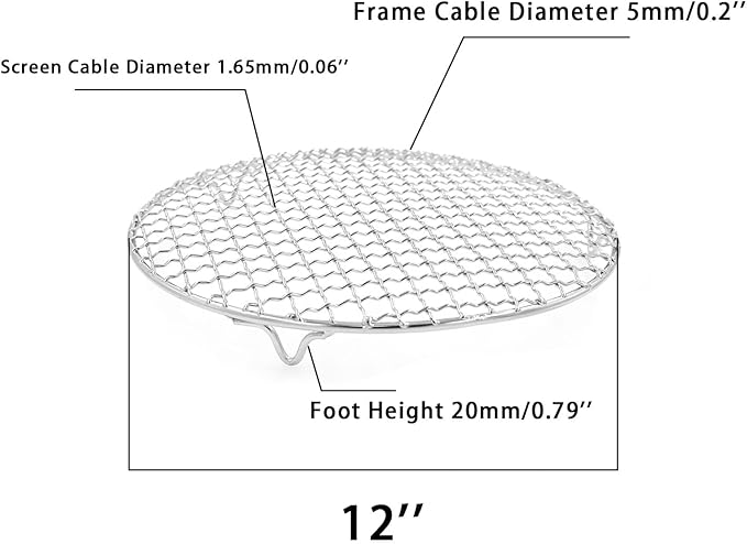 Barbecue Grill Net,BBQ Net for Grilling,Multi-Purpose SUS304 BBQ Grill Mesh, Round Barbecue Wire Rack,BBQ Grate/Steam Mesh for Outdoor Barbeque Camping Charbroil Backyards