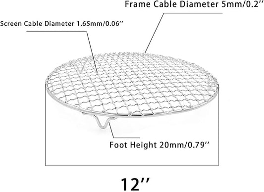 Barbecue Grill Net,BBQ Net for Grilling,Multi-Purpose SUS304 BBQ Grill Mesh, Round Barbecue Wire Rack,BBQ Grate/Steam Mesh for Outdoor Barbeque Camping Charbroil Backyards