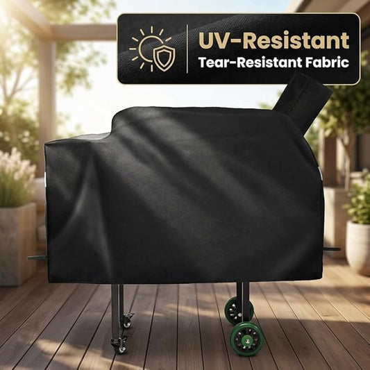 Grill Cover for Green Mountain Grills Daniel Boone Choice & Prime (GMG-3001), 600D Heavy-Duty Waterproof & Anti-UV BBQ Cover, Fade-Resistant Full-Length Patio Cover, 53.5 x 19.7 x 25 in, Black