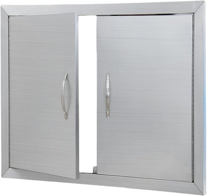 Outdoor Kitchen Doors 30.5" W x 21" H, Stainless Steel BBQ Access Doors, Flush Mount BBQ Door for Outside Kitchen Grilling Station, Barbeque Oven Island, Storage Cabinet Door