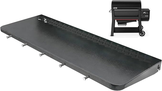 DELSbbq Folding Front Shelf for Weber Searwood 600 XL Pellet Grills, Heavy-Duty Steel Table, Foldable Prep & Storage Station for Weber Searwood 600 XL Accessories