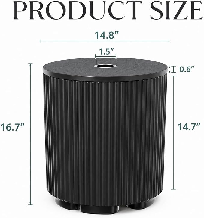 Patio Table with Hole for Umbrella, Pool Side Table, Black | Adjustable Knob, 1.5Inch Umbrella Hole, All Weather Material