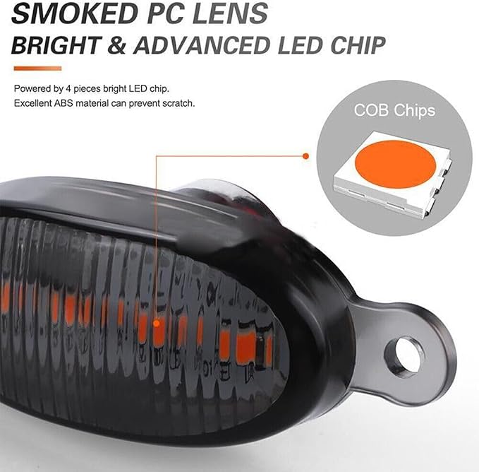 1Set(6Pieces) Universal Amber LED Lights Front Grille Compatible with Ford Toyota Truck Raptor Style Car Accessories with Harness