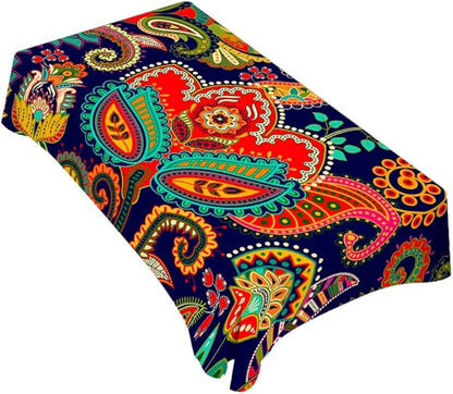 TKS MITLAN Paisley Floral Tablecloth Decor Retro Colorful Indian Style Boho Ethnic Flowers Table Cloth Dining Room Kitchen Table Cover 60" X 84" Oblong/Rectangle