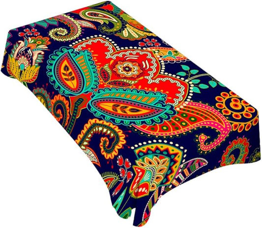 TKS MITLAN Paisley Floral Tablecloth Decor Retro Colorful Indian Style Boho Ethnic Flowers Table Cloth Dining Room Kitchen Table Cover 60" X 84" Oblong/Rectangle