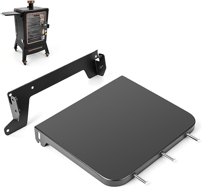 Utheer Folding Front Shelf for Pit Boss 4 Series Vertical Pellet Smoker Onyx PBV4NX, 12.8"x11" Smoker Shelf with 3 Hooks, Space-Saving Grill Prep Table, Pit Boss Vertical Smoker Accessories