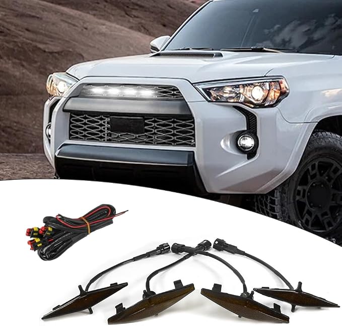 Smoked LED Grille Light Kit, LED Light with Wire, Compatible with Toyota 4Runner TRD Pro Grille 2014-2019, 1 Set (White Light)