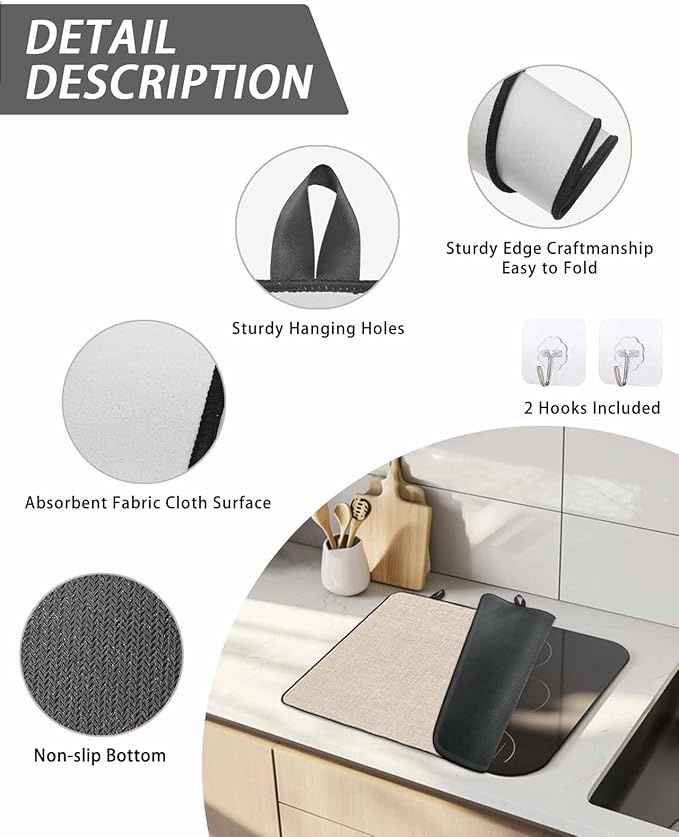 Stove Top Covers for Electric Stove 36x21 Inches, Vintage Cream HeatResistant Glass Cooktop Protector, Farmhouse Retro Solid Color Linen Texture Ceramic Stovetop Countertop Covers Mat, Oven Cover