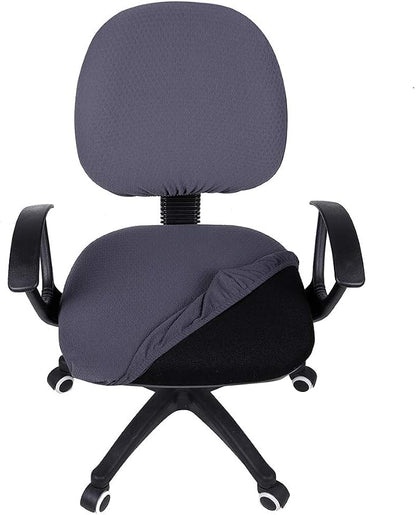 Smiry Office Computer Chair Covers for Desk Rotating Chair Protector | Stretch Jacquard Removable Washable Universal Slipcovers, Seat + Backrest Cover, Dark Grey