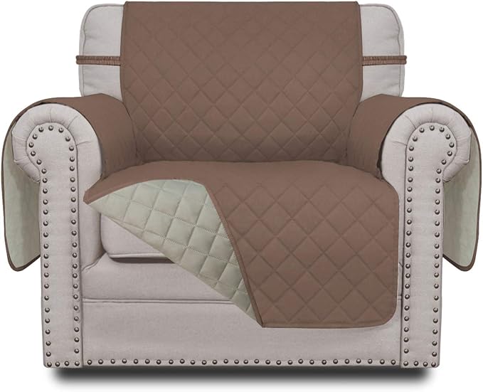 Easy-Going Reversible Couch Cover, Small Chair, Brown/Beige | Machine Washable Slipcover For Dogs, Water Resistant Furniture Mat For Living Room, Non-Slip Sofa Cover, Pet Friendly