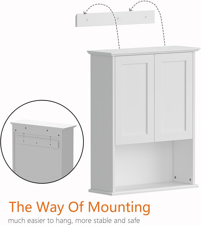 Bathroom Wall Cabinet, Over The Toilet Storage Cabinet, 24x30 Inch Bathroom Medicine Cabinet with 2 Door & Adjustable Shelves, Bathroom Cabinet Wall Mounted, for Laundry Room, Kitchen