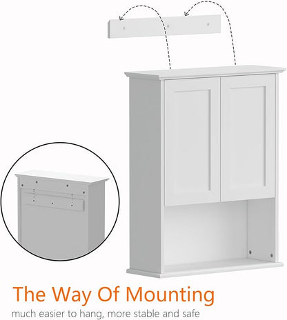 Bathroom Wall Cabinet, Over The Toilet Storage Cabinet, 24x30 Inch Bathroom Medicine Cabinet with 2 Door & Adjustable Shelves, Bathroom Cabinet Wall Mounted, for Laundry Room, Kitchen