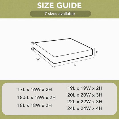Outdoor Chair Cushions, Chair Pads, Set of 6, 17 x 16 Inch, Beige | Water-Resistant & Fade-Resistant, Patio Seat Replacement, Removable Cover with Zipper, Non-Slip Bottom with Straps