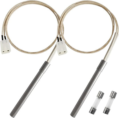 2 Pack Hot Rod Ignitor Compatible with Pit Boss & Camp Chef Wood Pellet Grill, Heating Element Kit Comes with 2pc Fuses