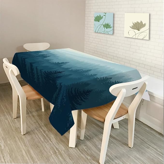 Moslion Tablecloth Forest Scenery Rectangle Tablecloth for Picnic BBQ Kitchen 60x84 Inch