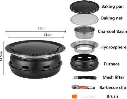 Removable Portable Charcoal BBQ Grill Round Charcoal Stove Indoor and Outdoor Barbecue Grill with Enough Barbecue Accessories for Picnic, Backyard Cooking, Travel(Large)