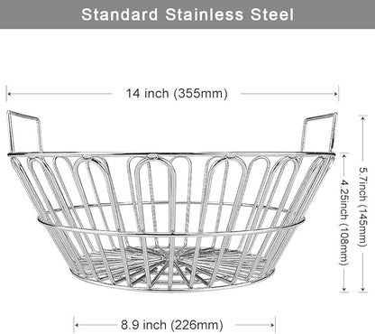 SELEWARE Stainless Steel 304 Charcoal Basket Lump Charcoal Ash Basket, 14'' Grill Baskets for Classic Joe Large Big Green Egg, Primo Kamado