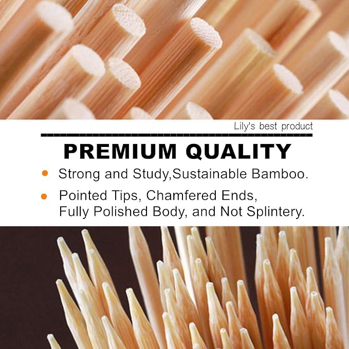 HOPELF 16" Natural Bamboo Skewers Sticks for BBQ，Kabob，Grilling，Barbecue，Kitchen，Roasting，Marshmallows，Plant Stakes，Crafting.Φ:4mm, More Size Choices 6"/8"/10"/12"/14"/30"(100 PCS) (Pack of 3)