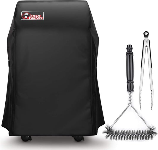 Kingkong 7105 Premium Grill Cover for Weber Spirit 210 Series Gas Grills with Both Collapsed (Not Fit for Spirit II E-210) Including Grill Brush and Tongs