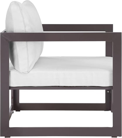 Modway EEI-1517 Fortuna Aluminum Outdoor Patio Armchair in Brown White