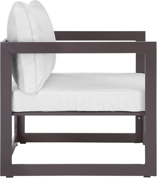 Modway EEI-1517 Fortuna Aluminum Outdoor Patio Armchair in Brown White