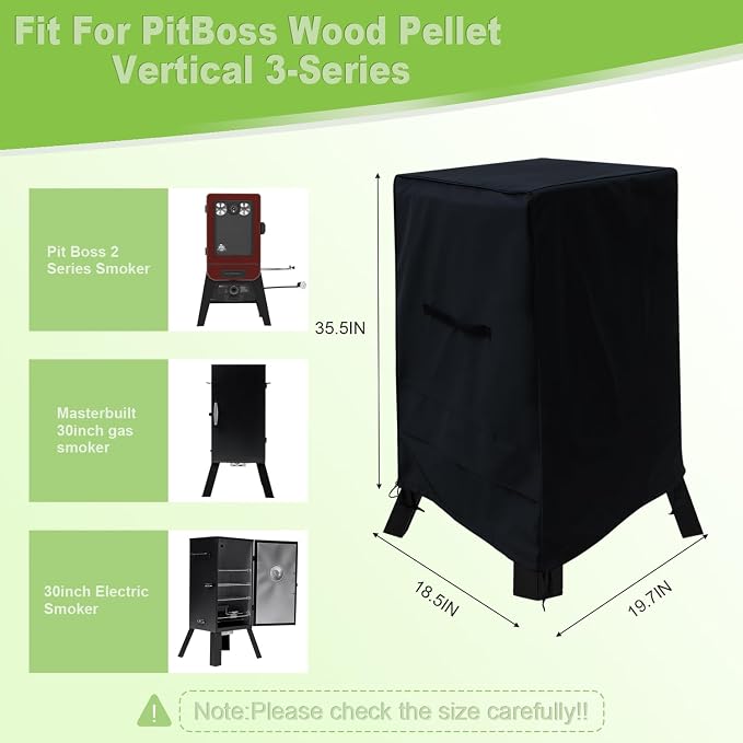 Smoker Cover for Pit Boss 2 Series and Masterbuilt Vertical Gas Smoker | 600D Heavy Duty Smoker Cover Compatible for Pit Boss 2 Series Smoker and Masterbuilt/Smoke Hollow 30 in Vertical Gas Smoker