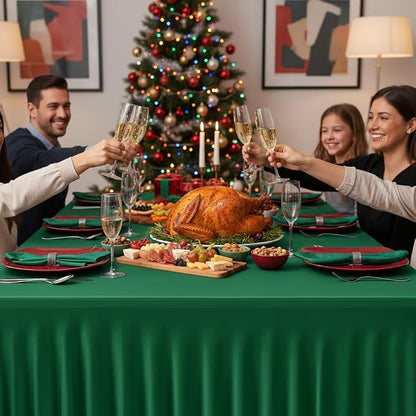 2 Pack Spandex Table Skirts 6ft,Hunter Green for Christmas Decor | Ruffle Design, Elastic Table Covers, Holiday Essentials, Table Cloths For 6 Foot Rectangle Table,Wrinkle Resistant