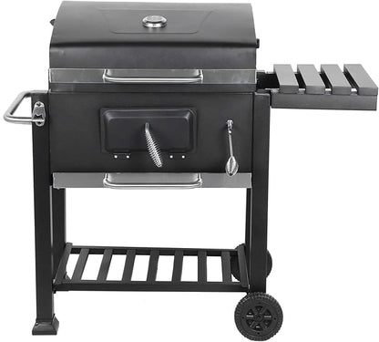 Portable Charcoal Grill, Large BBQ Grill with Wheels, Adjustable Vent Outdoor Grill for Camping, Picnic and Garden